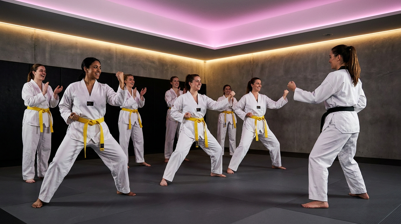 Beginnende dames tijdens de taekwondotraining